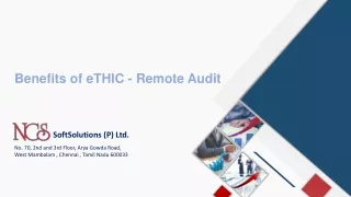 Benefits of eTHIC - Remote Audit