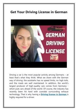 Get Your Driving License in German