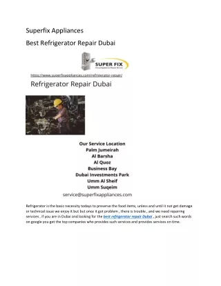 Best Refrigerator Repair Dubai | Superfix Appliances