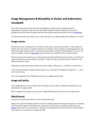 Image Management and mutability in Docker and kubernetes -visualpath