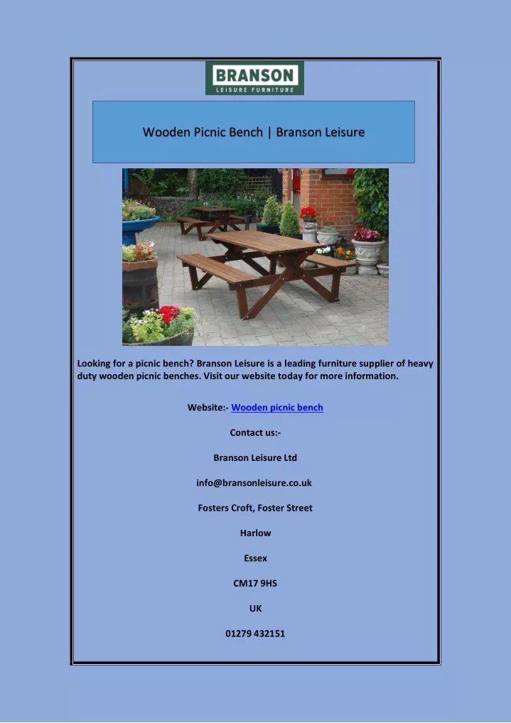 wooden picnic bench branson leisure