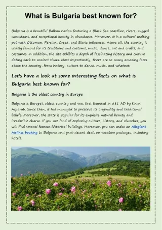 What is Bulgaria best known for