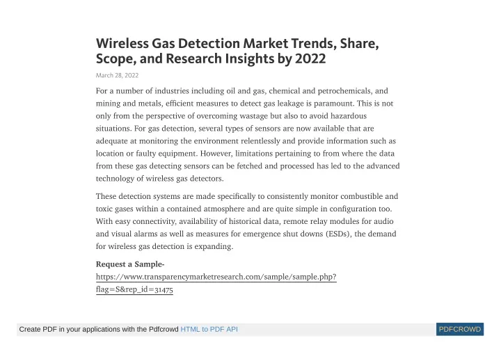 wireless gas detection market trends share scope