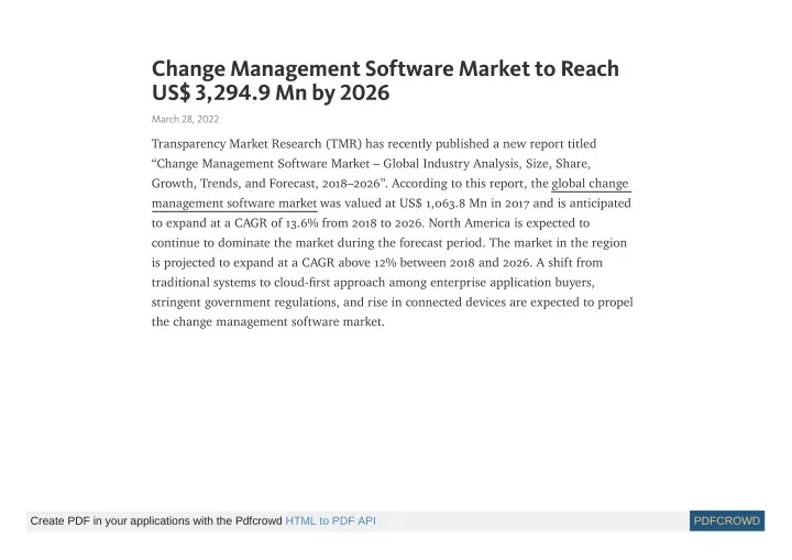change management software market to reach