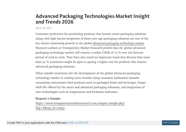 advanced packaging technologies market insight