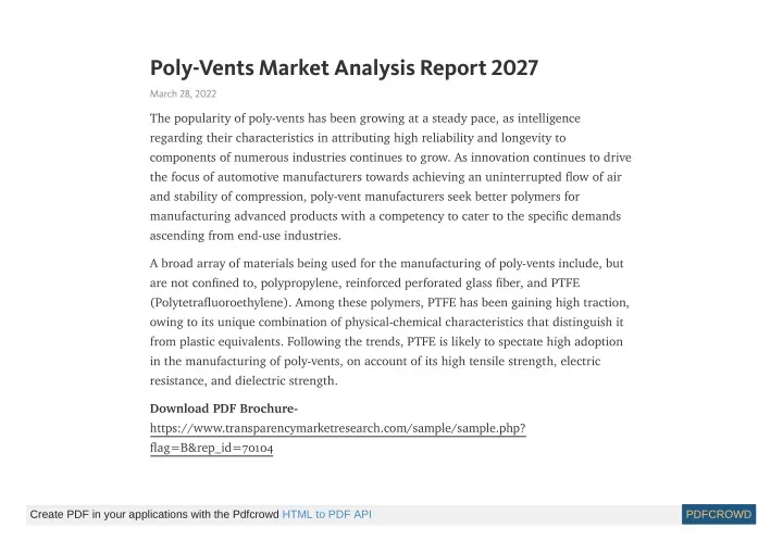 poly vents market analysis report 2027