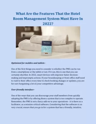 What Are the Features That the Hotel Room Management System Must Have In 2022?