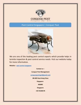 Pest Control Singapore | Conquer Pest