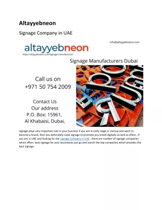 Signage Company in UAE | Altayyebneon
