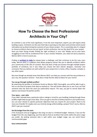 how to choose the best professional architects