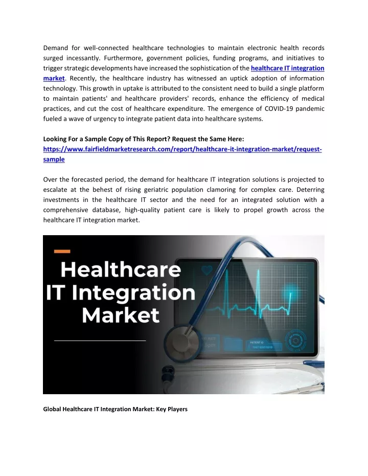 demand for well connected healthcare technologies