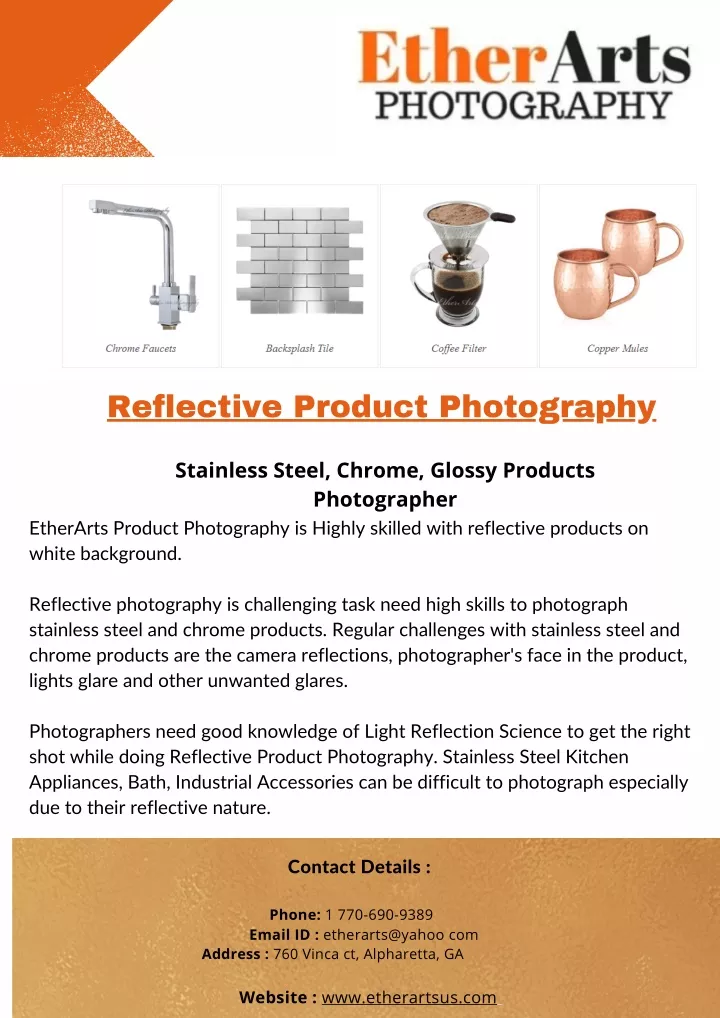 reflective product photography stainless steel