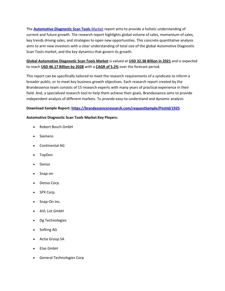 the automotive diagnostic scan tools market