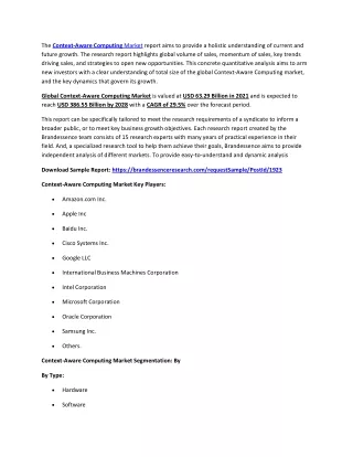 the context aware computing market report aims