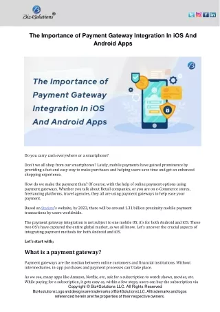 The Importance of Payment Gateway Integration In iOS And Android Apps