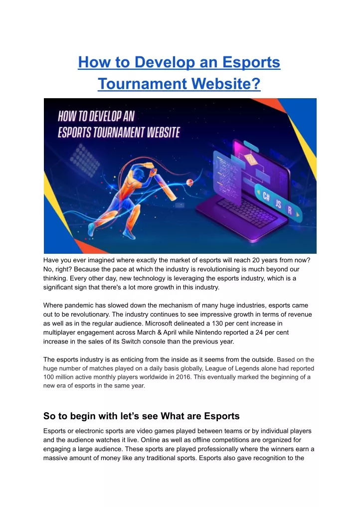how to develop an esports tournament website