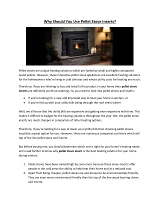 Why Should You Use Pellet Stove Inserts?
