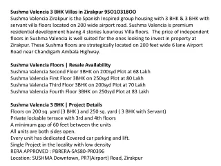 3 BHK Villas in zirakpur, Sushma valencia