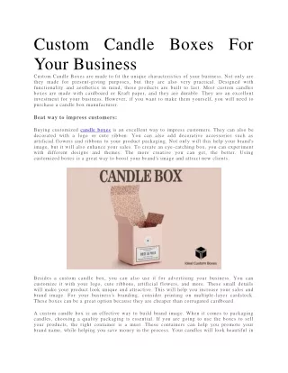 Custom Candle Boxes For Your Business