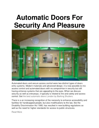 automatic doors for security and pleasure