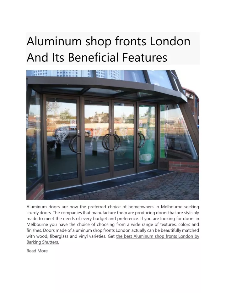 aluminum shop fronts london and its beneficial