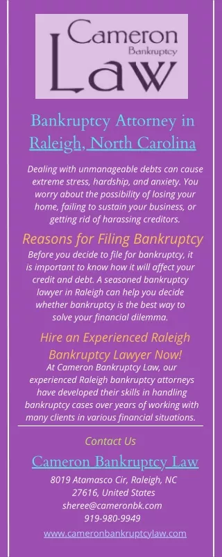 Bankruptcy Attorney in Raleigh