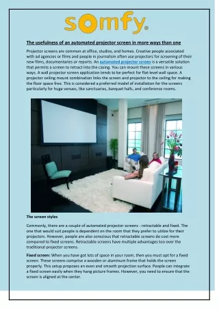 the usefulness of an automated projector screen