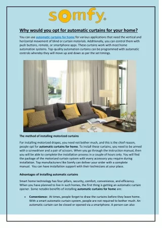 why would you opt for automatic curtains for your