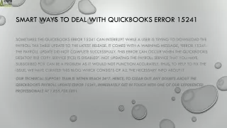 smart ways to deal with quickbooks error 15241