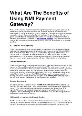 Nmi Payment Gateway
