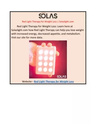 Red Light Therapy for Weight Loss  Solaslight