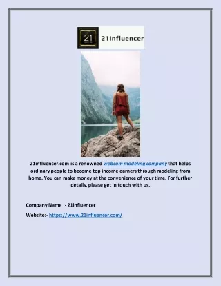 Webcam Modeling Company | 21influencer.com