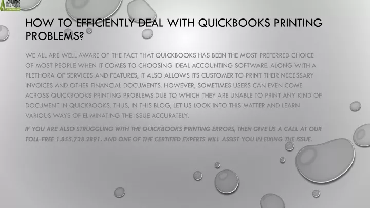 how to efficiently deal with quickbooks printing problems