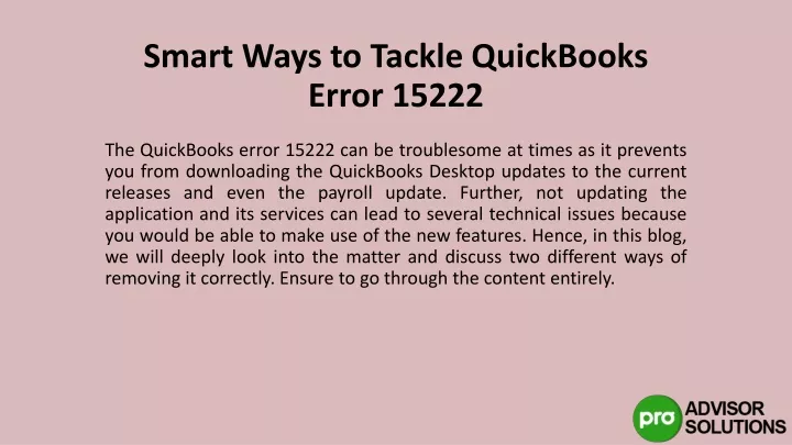 smart ways to tackle quickbooks error 15222