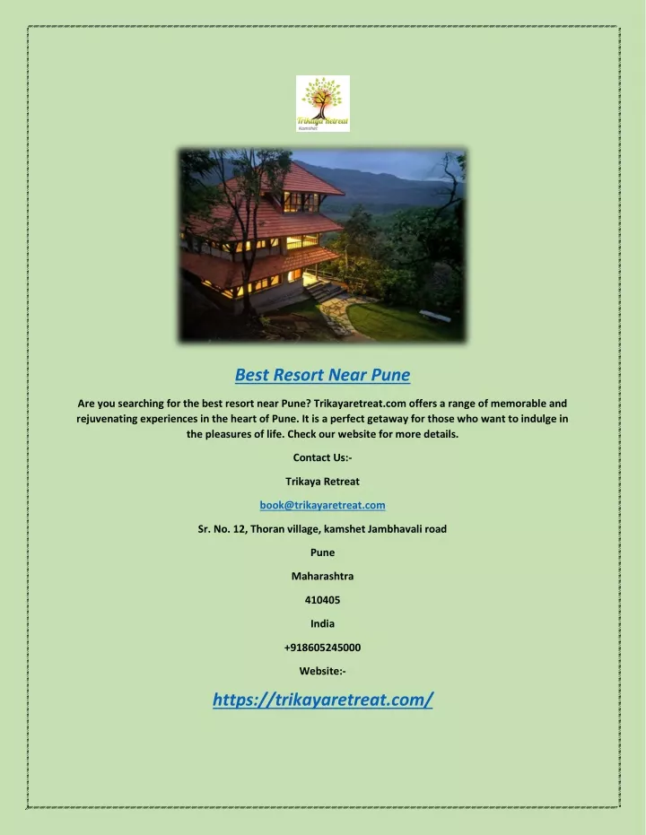 best resort near pune