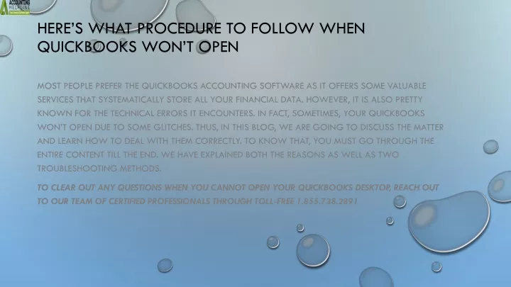 here s what procedure to follow when quickbooks won t open