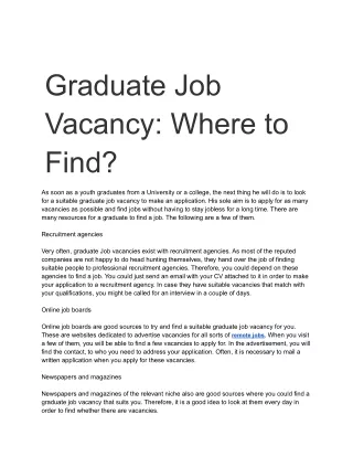 Graduate Job Vacancy_ Where to Find
