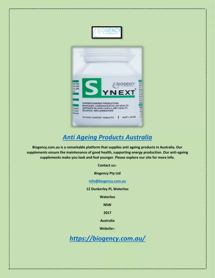anti ageing products australia
