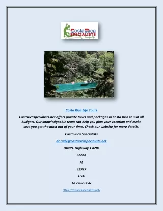 Costa Rica Life Tours | Costaricaspecialists.net