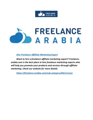 Hire Freelance Affiliate Marketing Expert | Freelance-arabia.com