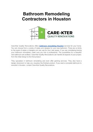 Bathroom Remodeling Contractors in Houston