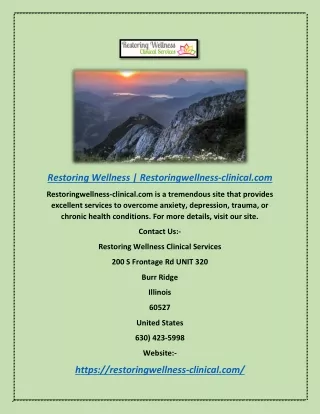 Restoring Wellness | Restoringwellness-clinical.com