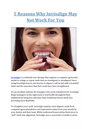 5 Reasons Why Invisalign May Not Work For You