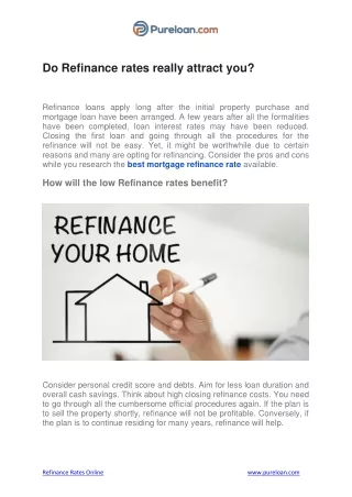 Do Refinance rates really attract you - Pureloan