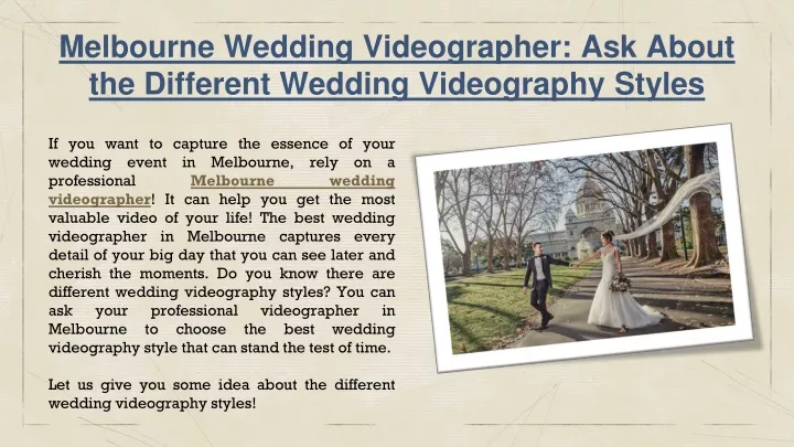melbourne wedding videographer ask about