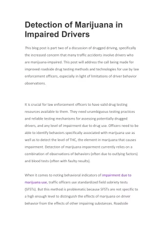 detection of marijuana in impaired drivers