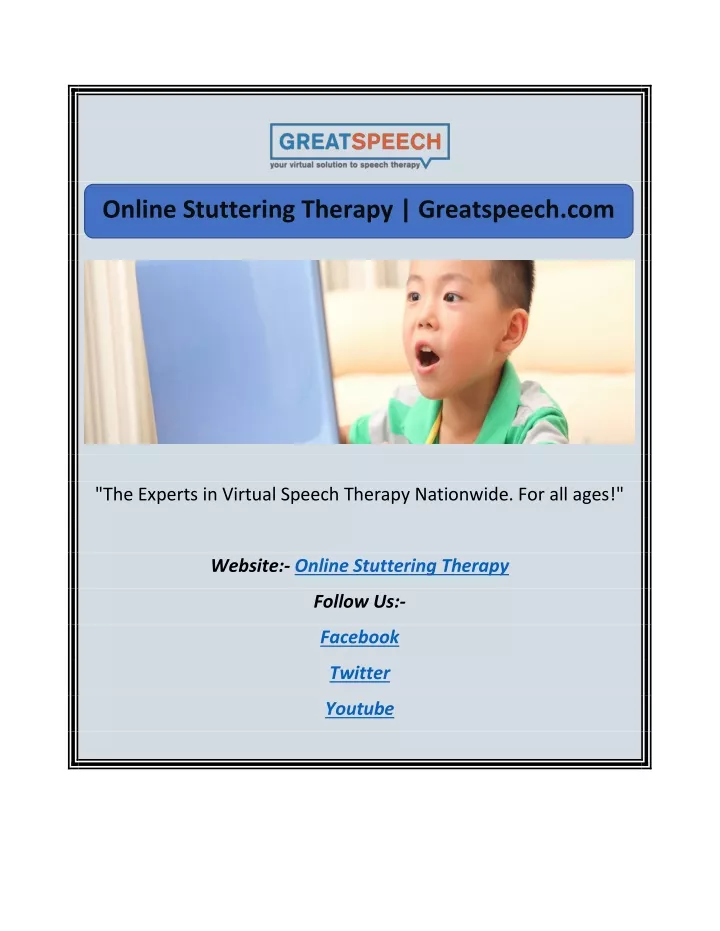 online stuttering therapy greatspeech com