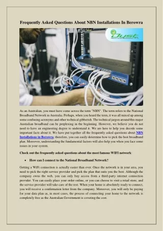 Frequently asked questions about NBN installations in Berowra