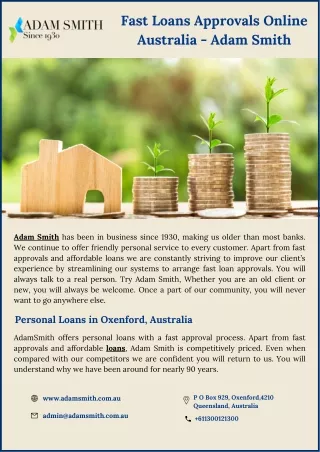 Fast Loans Approvals Online Australia - Adam Smith