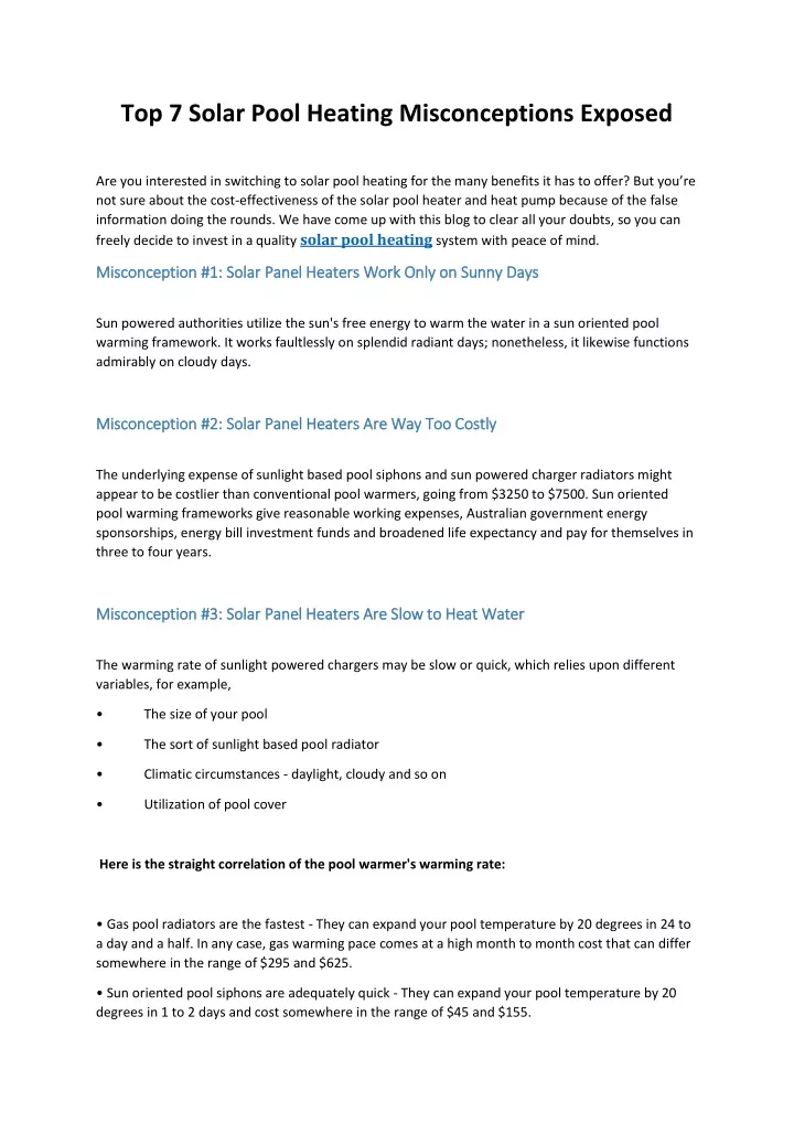 top 7 solar pool heating misconceptions exposed